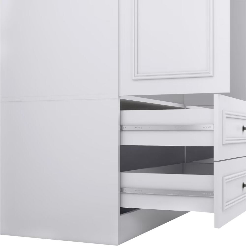71" White Mirrored Four Door Two Drawer Combo Dresser