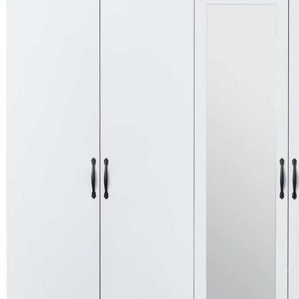 74" White Mirrored Four Door Four Drawer Combo Dresser