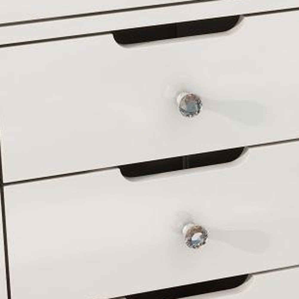51" White Glass and Wood Vanity Table With Thirteen Drawers