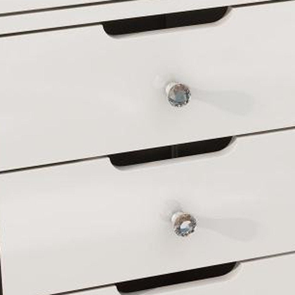 51" White Glass and Wood Vanity Table With Thirteen Drawers