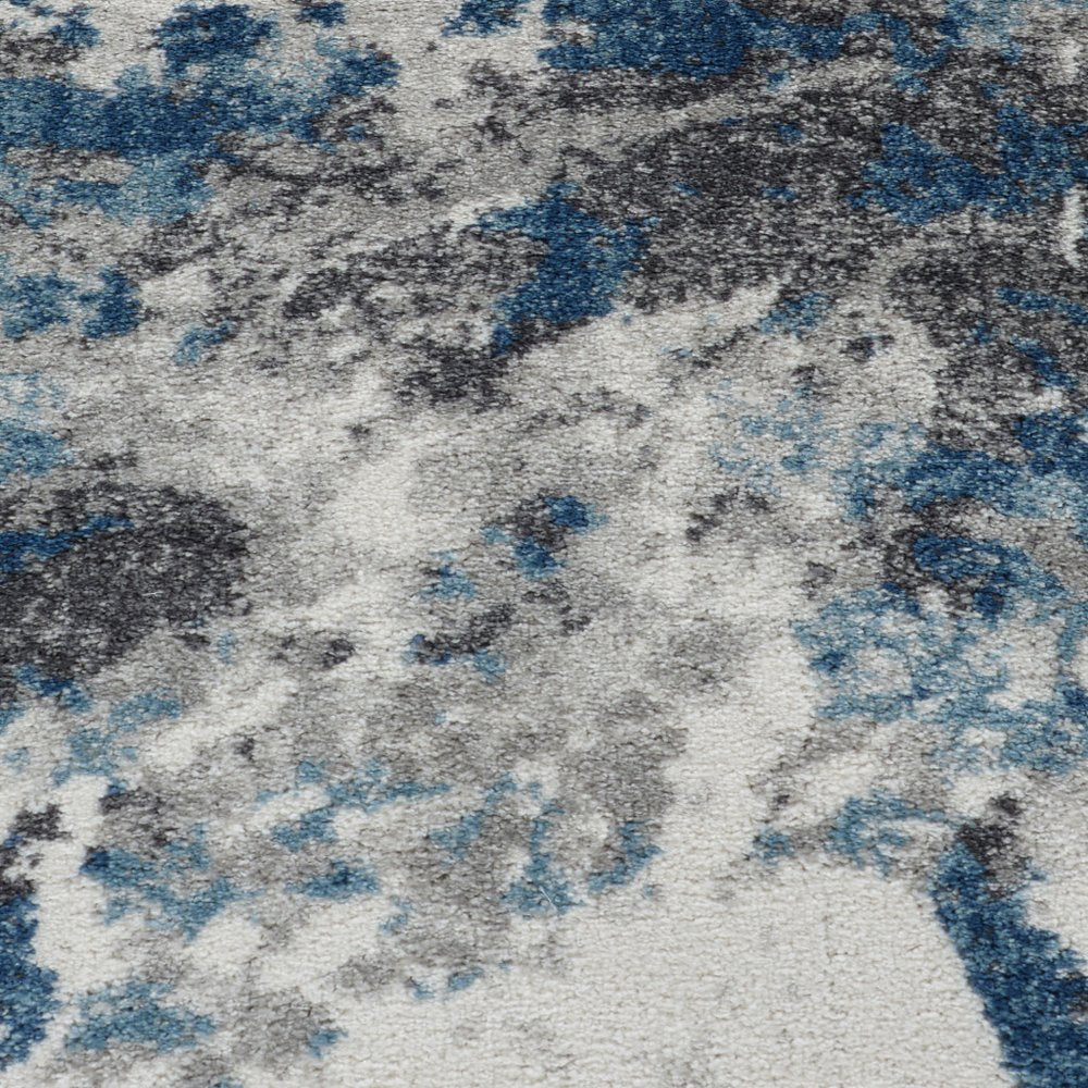 9' X 12' Ivory Teal And Black Abstract Area Rug