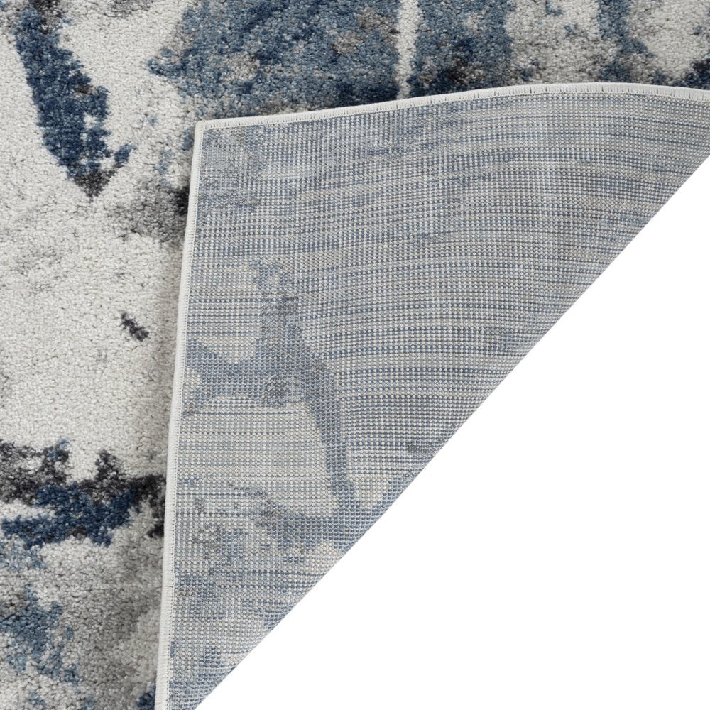 9' X 12' Ivory Teal And Black Abstract Area Rug