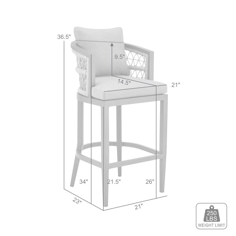 Silla de bar de exterior de metal gris de 37" con reposapiés y altura de mostrador