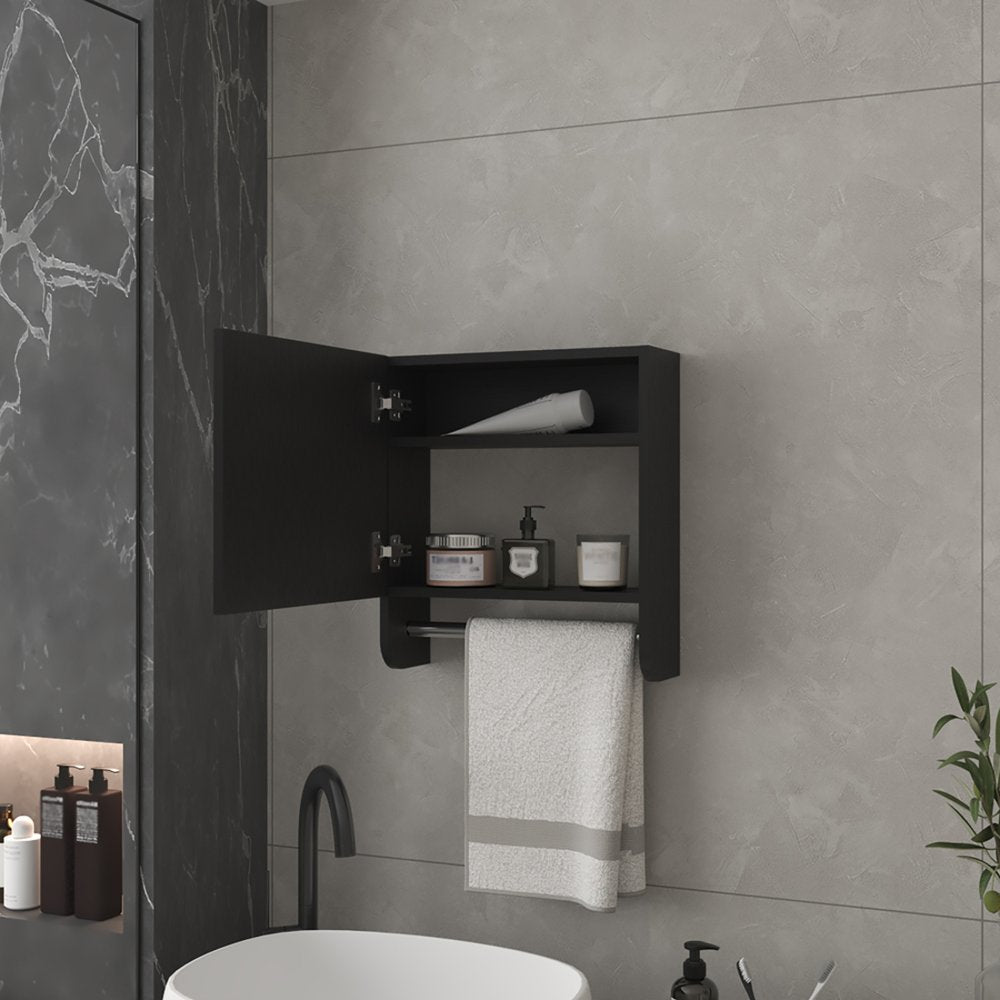 Tocador de baño flotante de madera negra de 18"