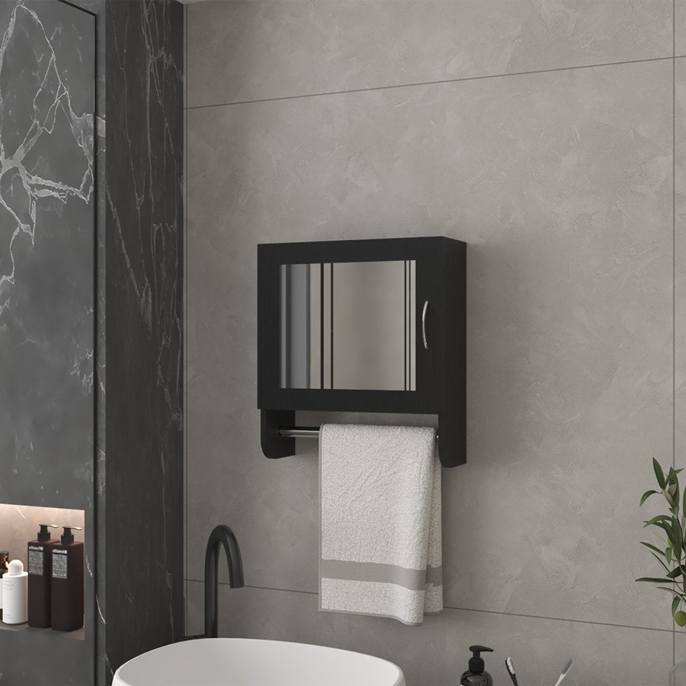 Tocador de baño flotante de madera negra de 18"
