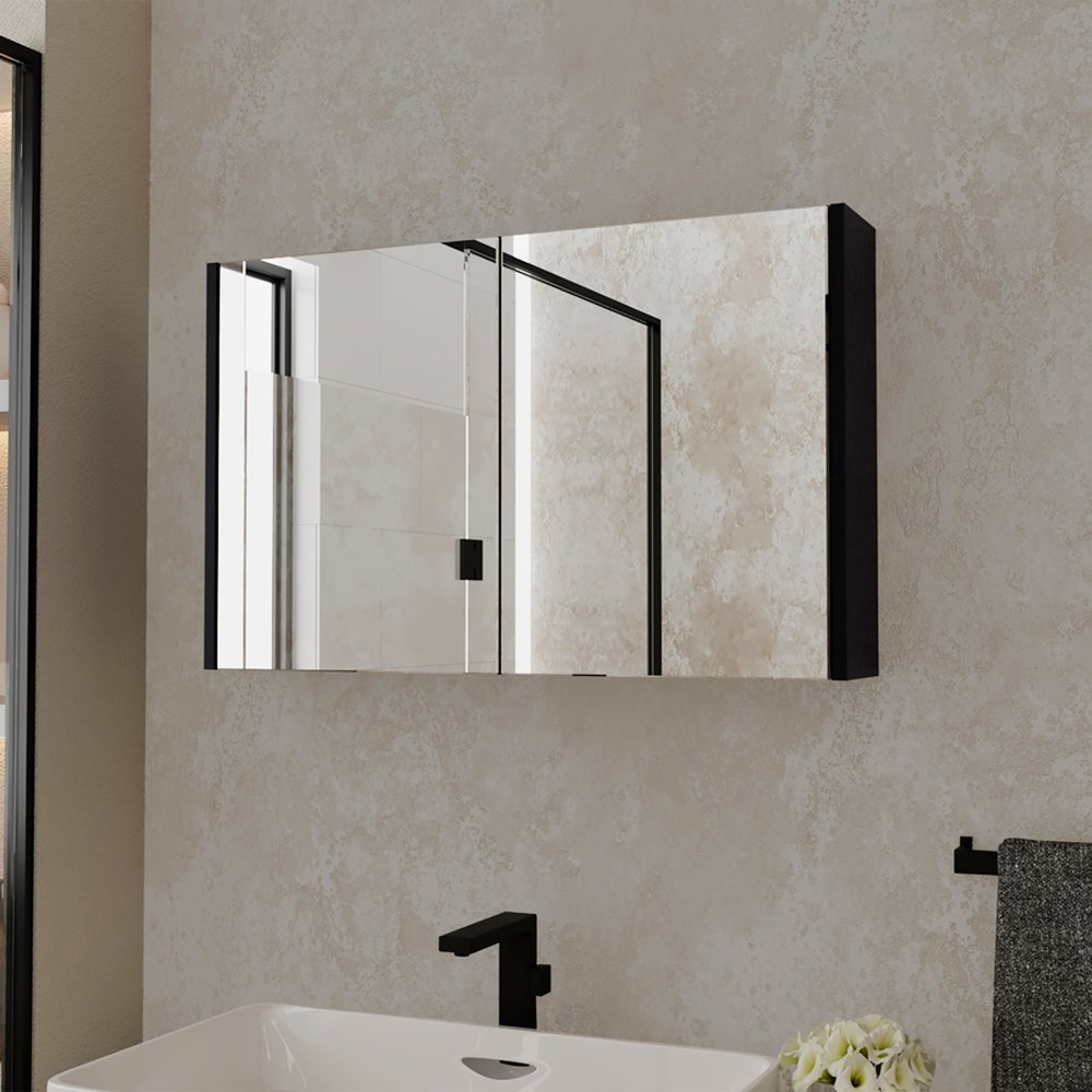 Tocador de baño flotante de madera negra de 32"