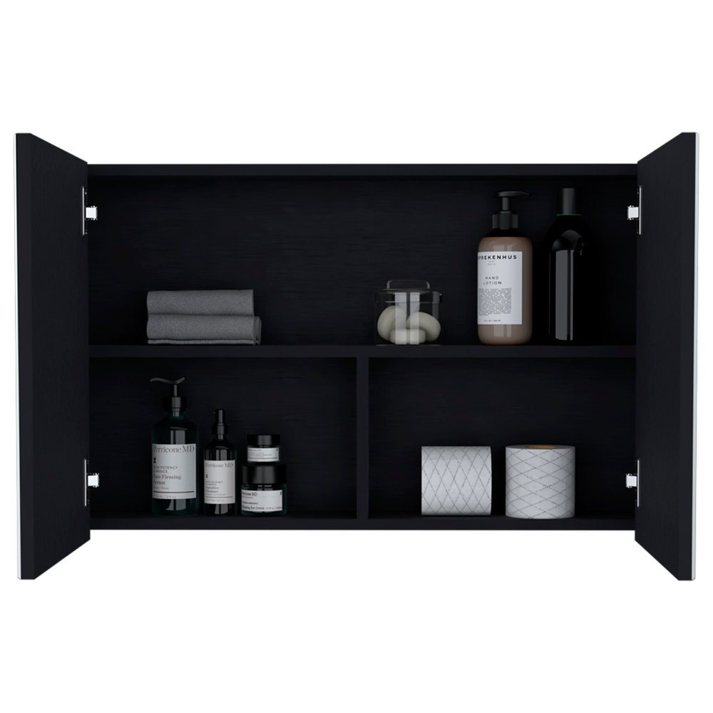 Tocador de baño flotante de madera negra de 32"