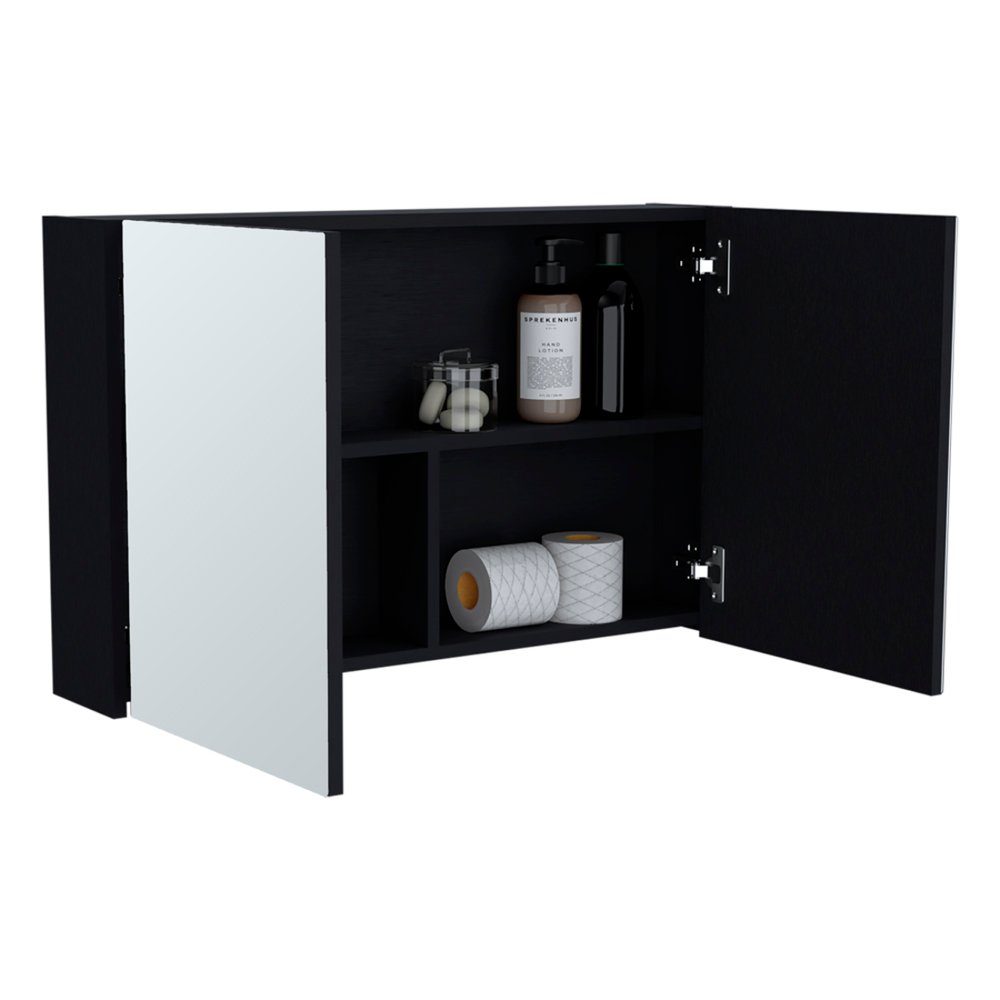 Tocador de baño flotante de madera negra de 32"