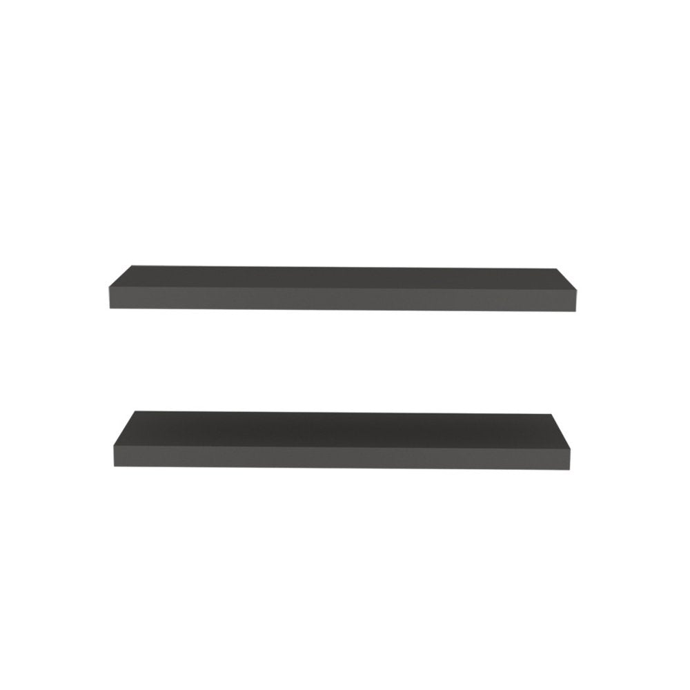 Juego de dos estantes flotantes de pared de madera gris oscuro de 81 cm