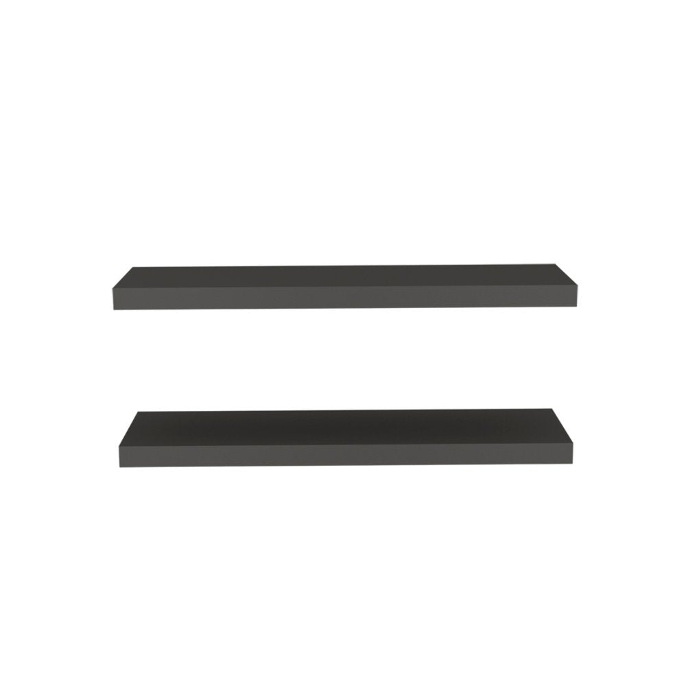 Juego de dos estantes flotantes de pared de madera gris oscuro de 81 cm