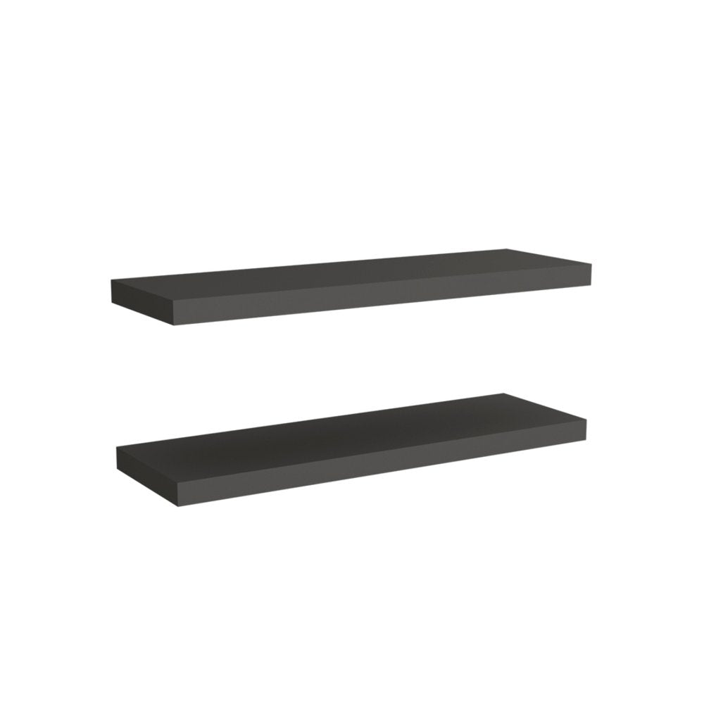 Juego de dos estantes flotantes de pared de madera gris oscuro de 81 cm