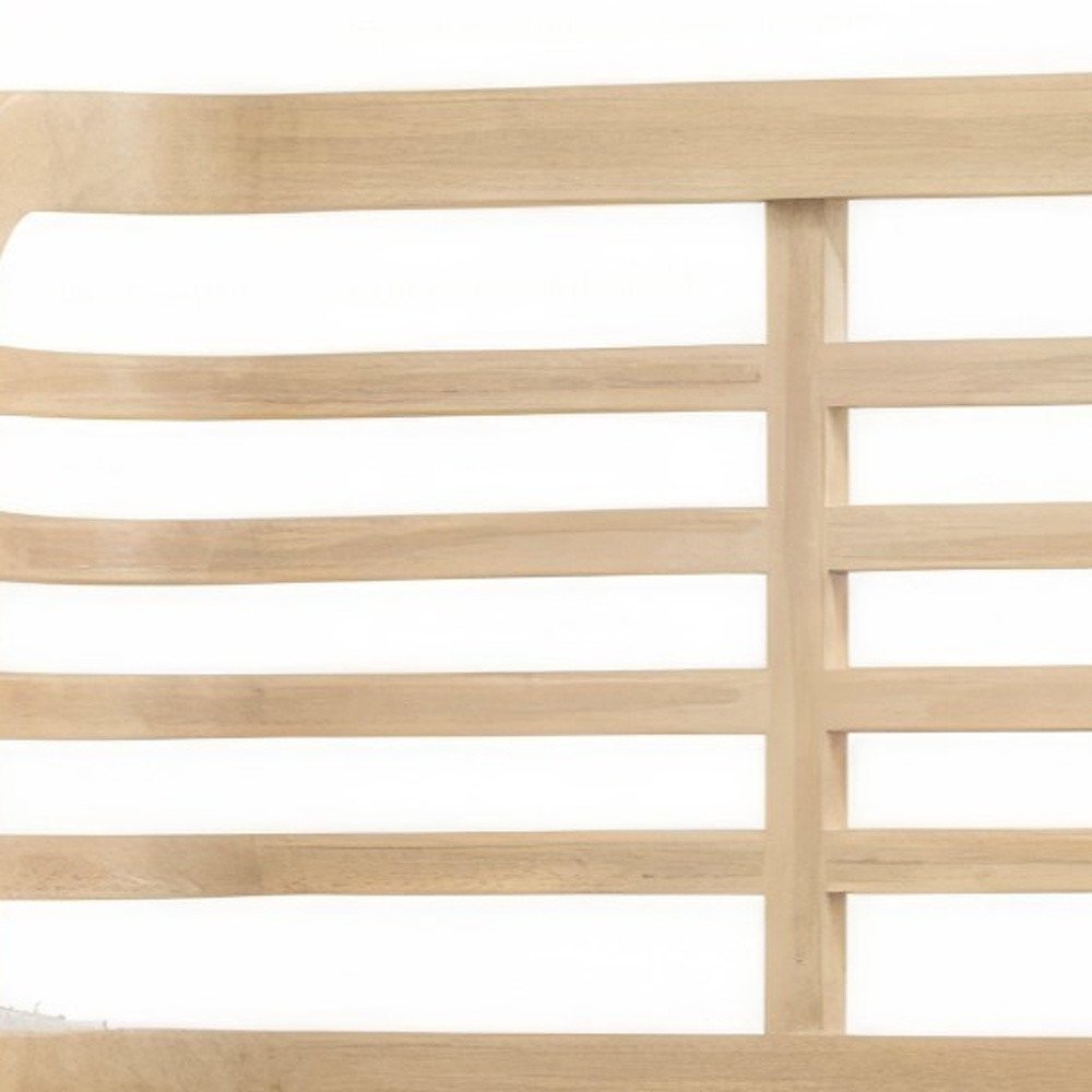 Marco de cama tamaño queen de madera maciza tallada con diseño geométrico en marrón