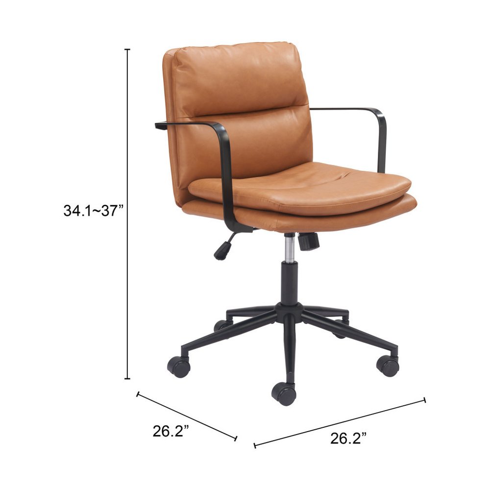 Brown and Black Adjustable Height Swivel Rolling Office Chair
