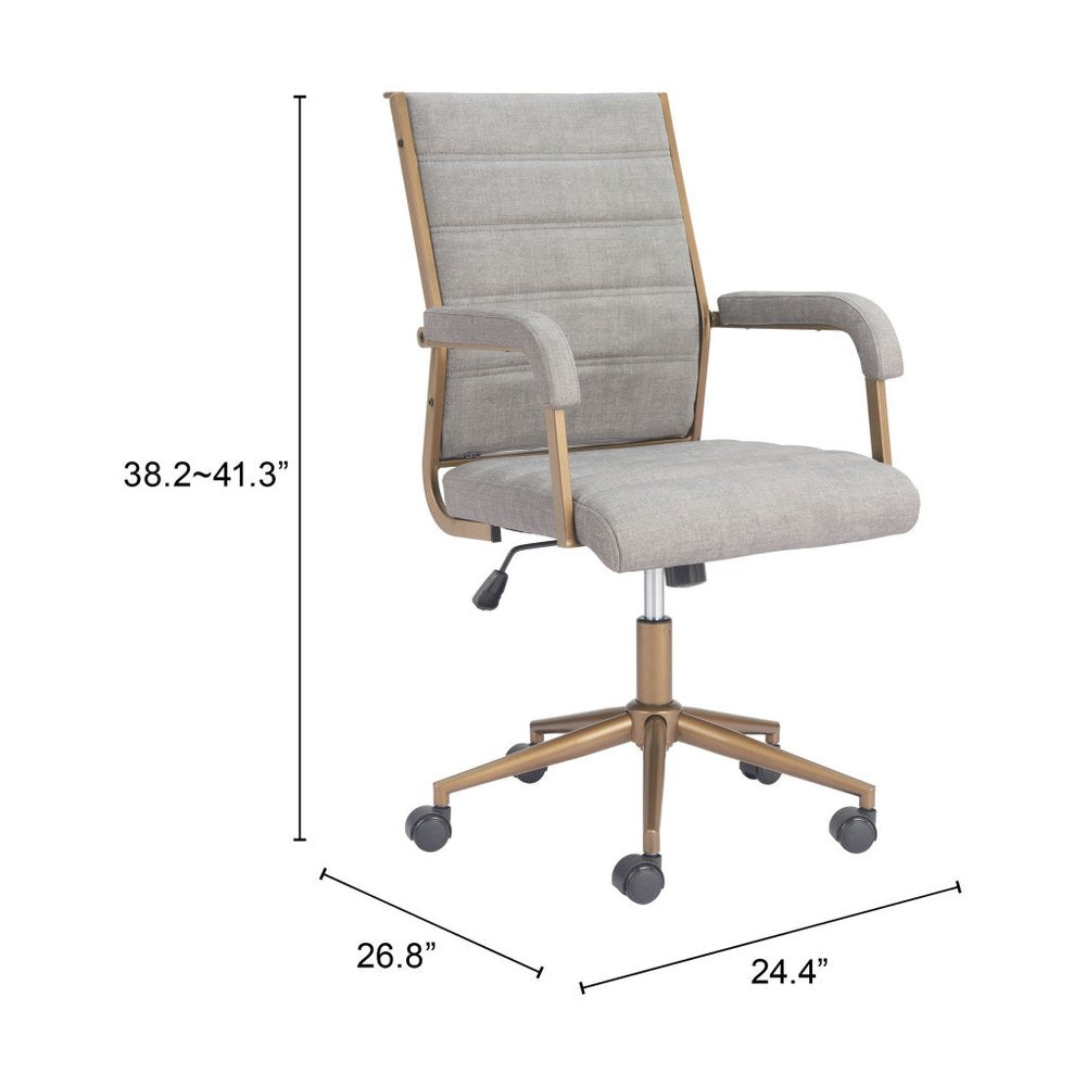 Gray and Bronze Adjustable Height Swivel Rolling Office Chair