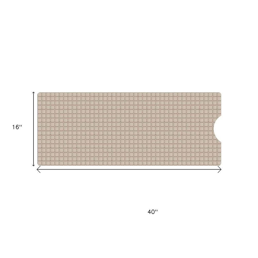 40" Beige Geometric Tiles Non Slip Bathtub Mat