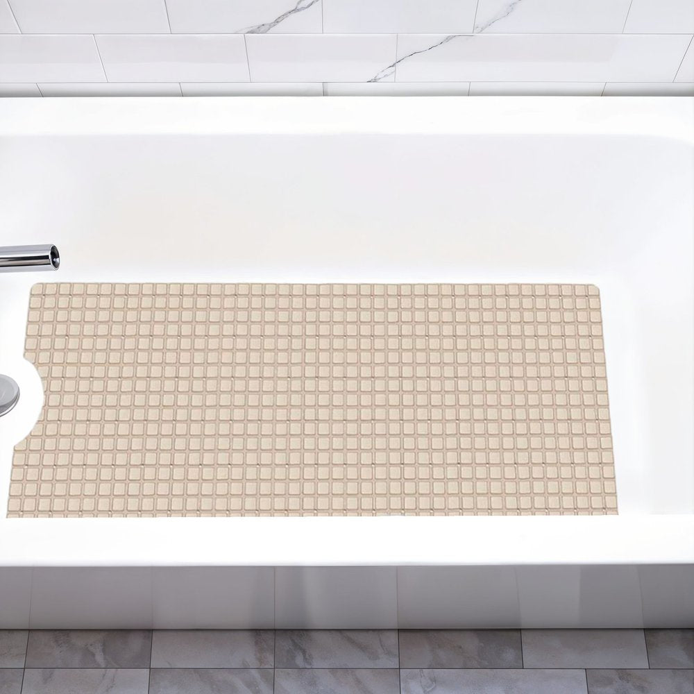 40" Beige Geometric Tiles Non Slip Bathtub Mat