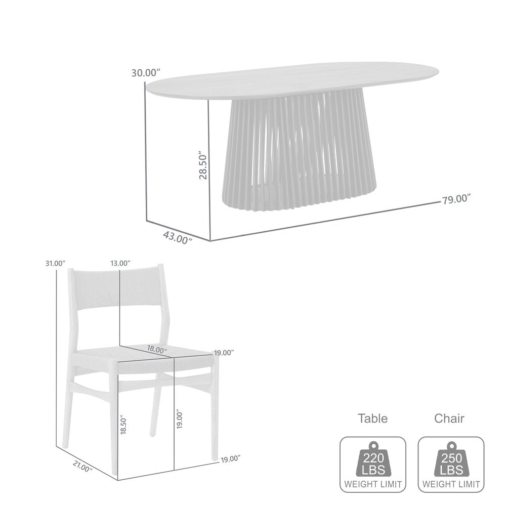 Juego de comedor ovalado de cinco piezas de roble con cuatro sillas