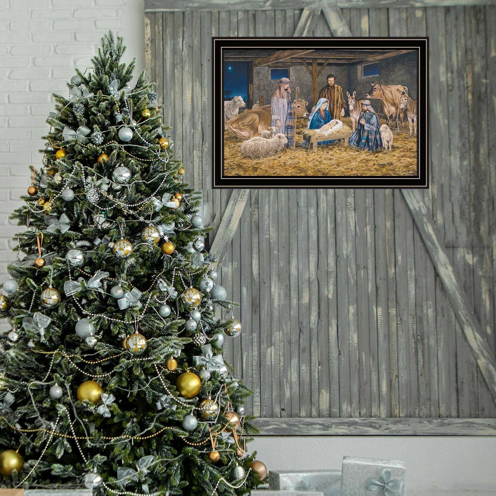 The Birth of Christ Black Framed Wall Art