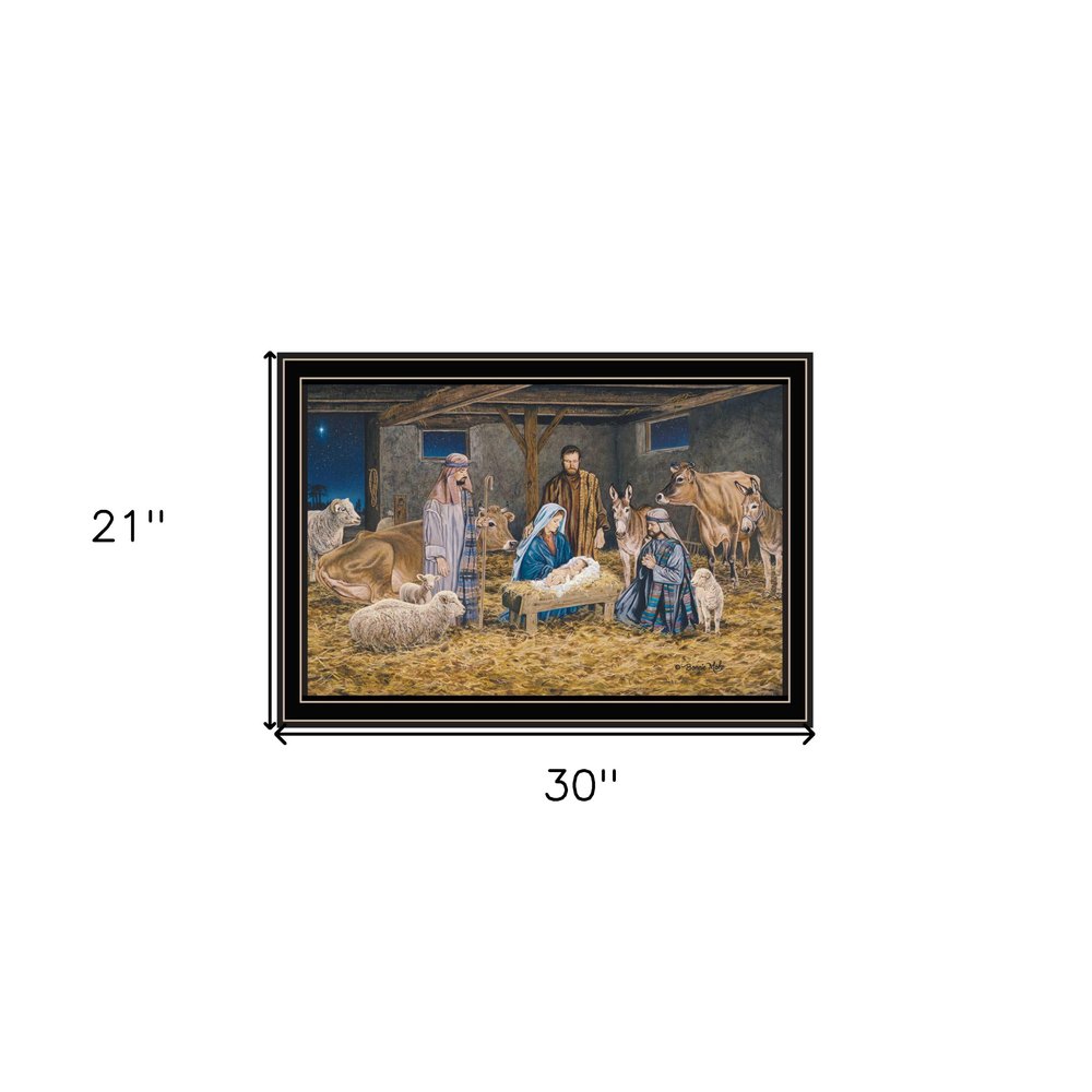 The Birth of Christ Black Framed Wall Art
