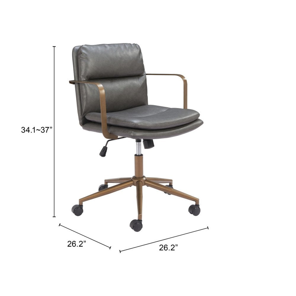 Dark Gray and Bronze Adjustable Height Swivel Rolling Office Chair