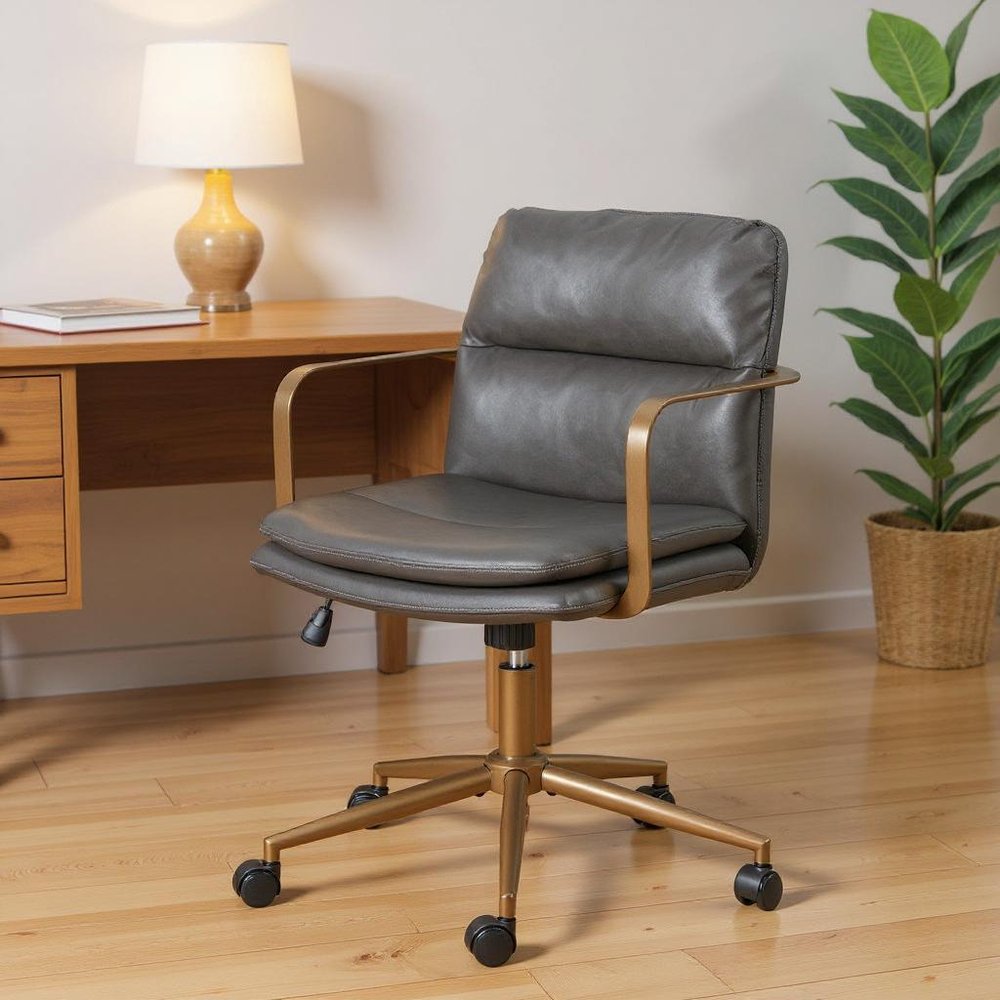 Dark Gray and Bronze Adjustable Height Swivel Rolling Office Chair