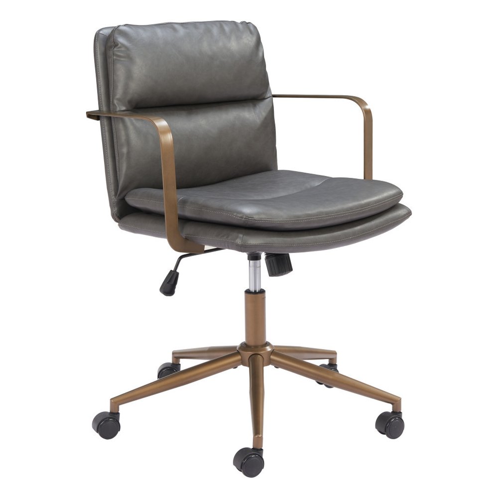 Dark Gray and Bronze Adjustable Height Swivel Rolling Office Chair