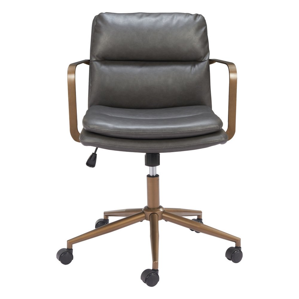 Dark Gray and Bronze Adjustable Height Swivel Rolling Office Chair
