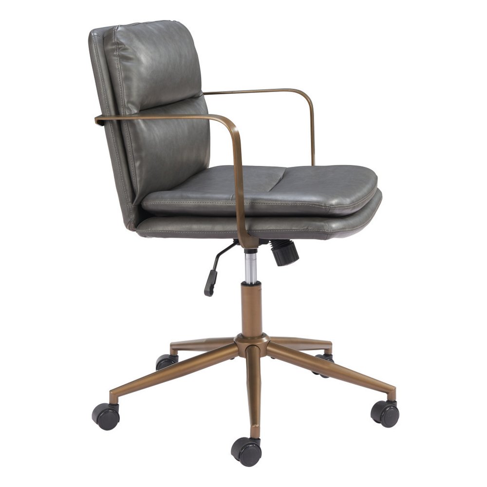 Dark Gray and Bronze Adjustable Height Swivel Rolling Office Chair