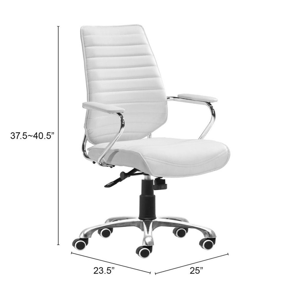 White and Silver Adjustable Height Swivel Rolling Office Chair