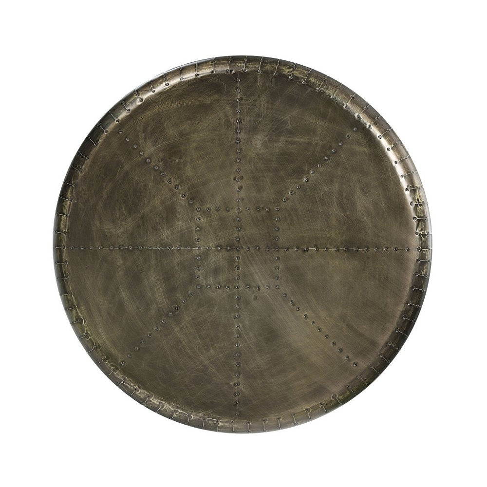 39" Bronze Aluminum Round Floor Shelf Coffee Table With Shelf