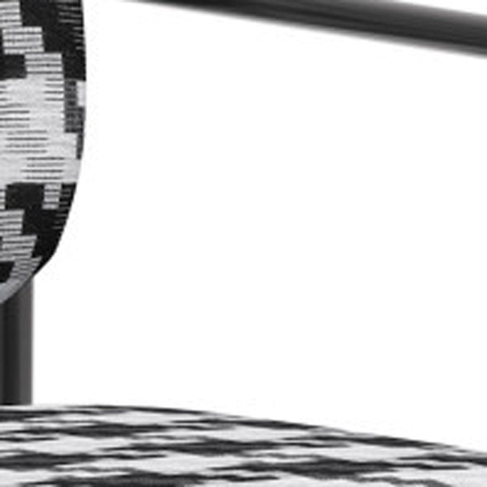29" Black And White And Black Upholstered Houndstooth Arm Chair
