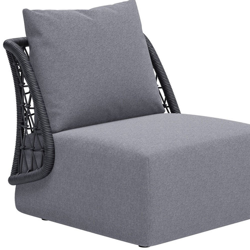 Silla decorativa para exteriores gris de 33" con cojines grises