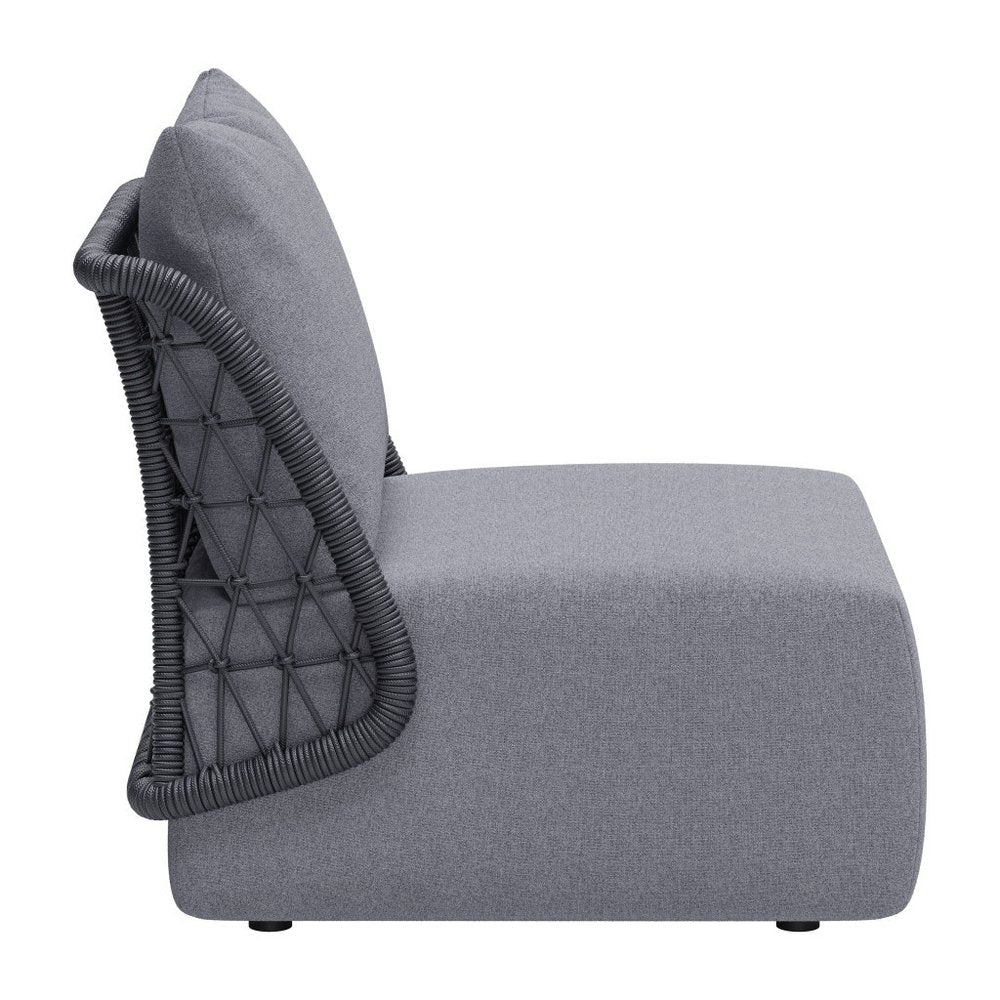 Silla decorativa para exteriores gris de 33" con cojines grises