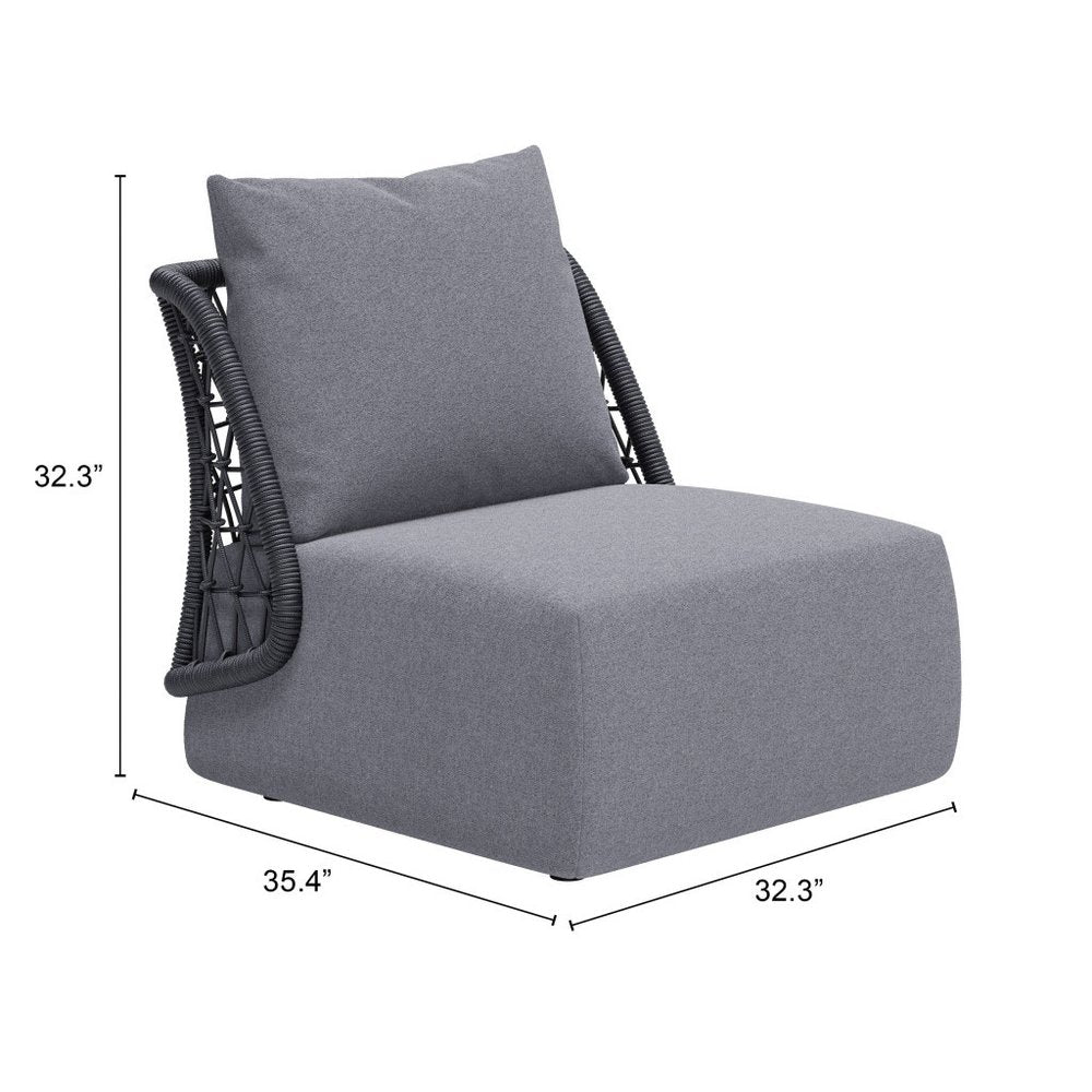 Silla decorativa para exteriores gris de 33" con cojines grises