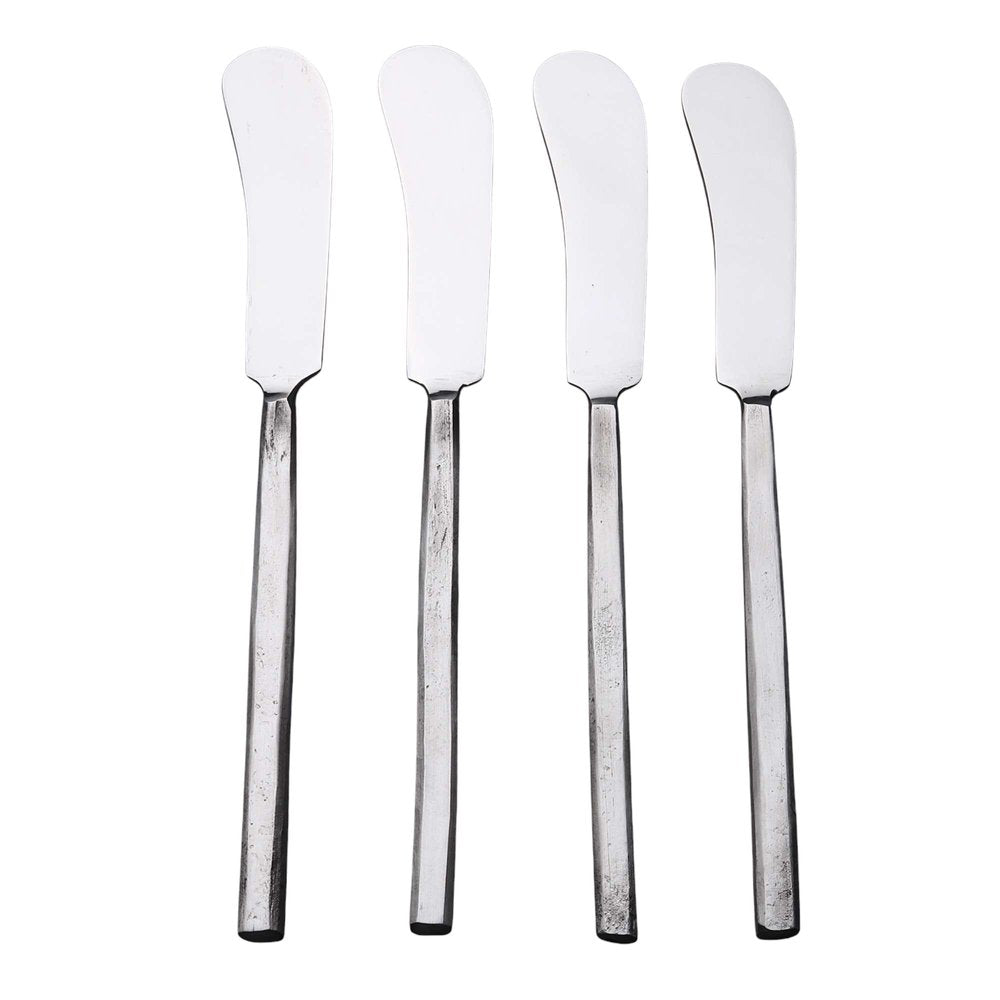 Hammered Silver Stainless Steel Four Piece Hand Forged Butter Knife