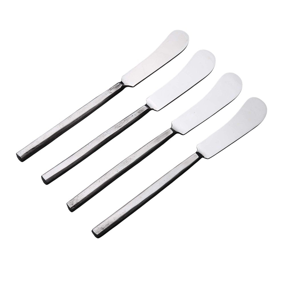 Hammered Silver Stainless Steel Four Piece Hand Forged Butter Knife