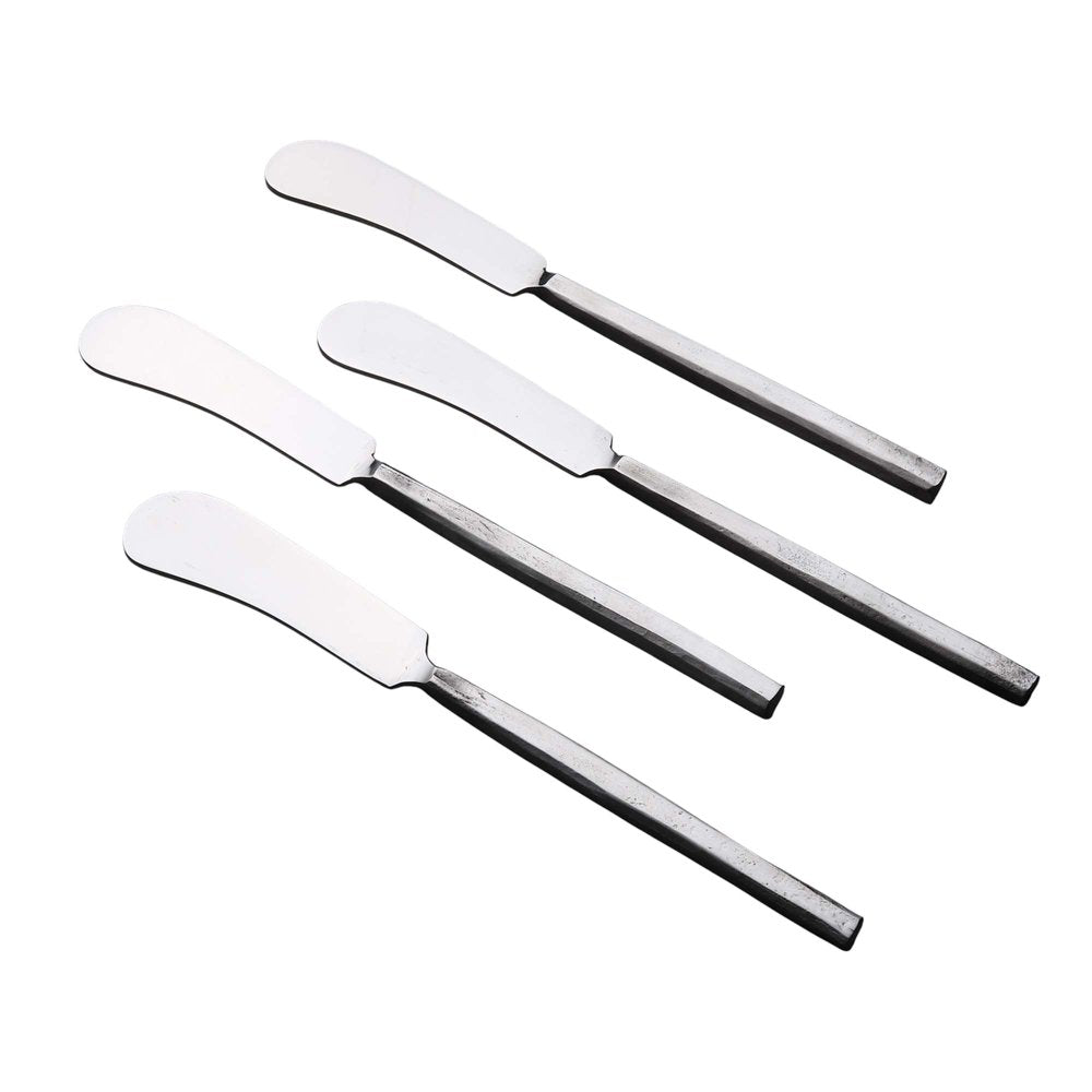 Hammered Silver Stainless Steel Four Piece Hand Forged Butter Knife