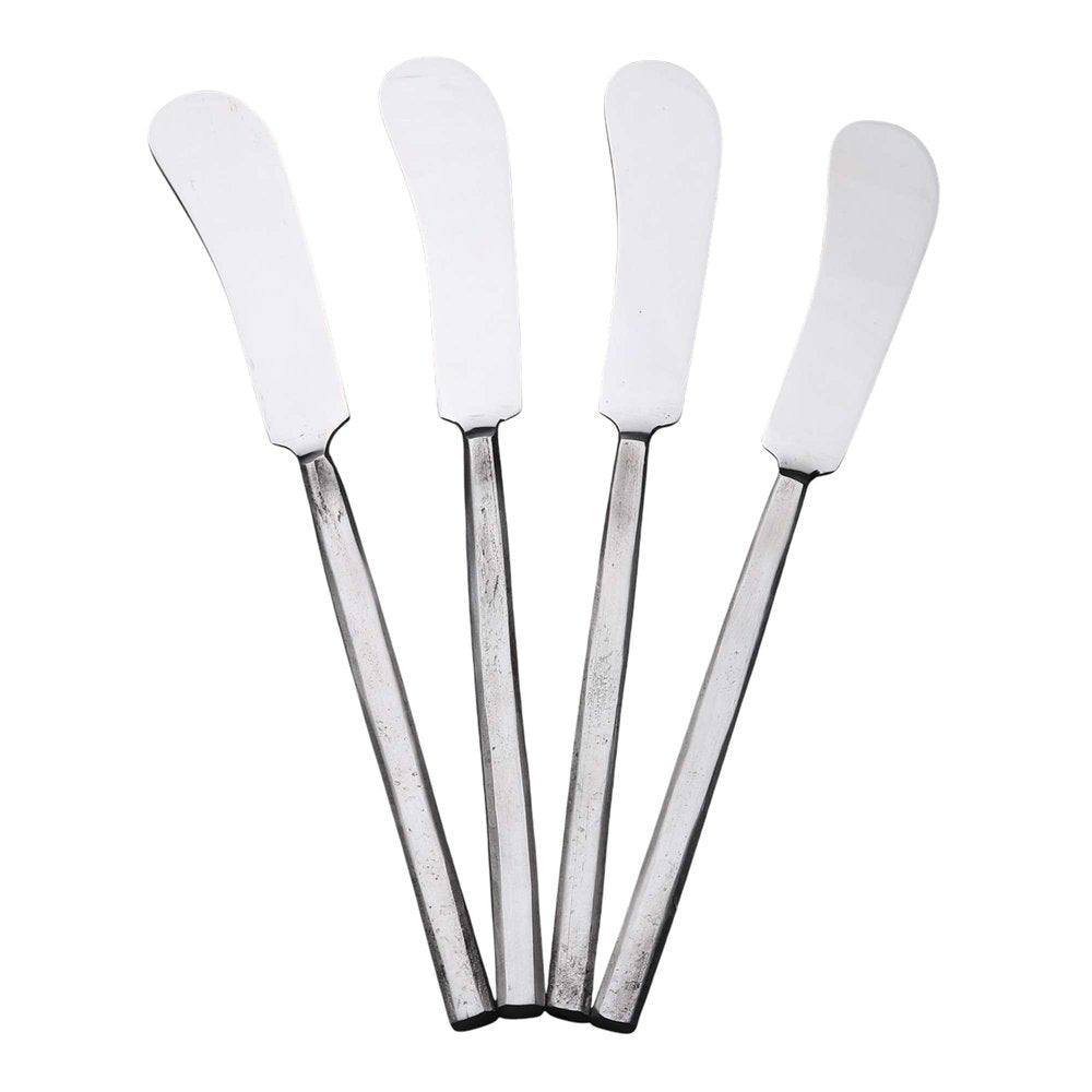 Hammered Silver Stainless Steel Four Piece Hand Forged Butter Knife
