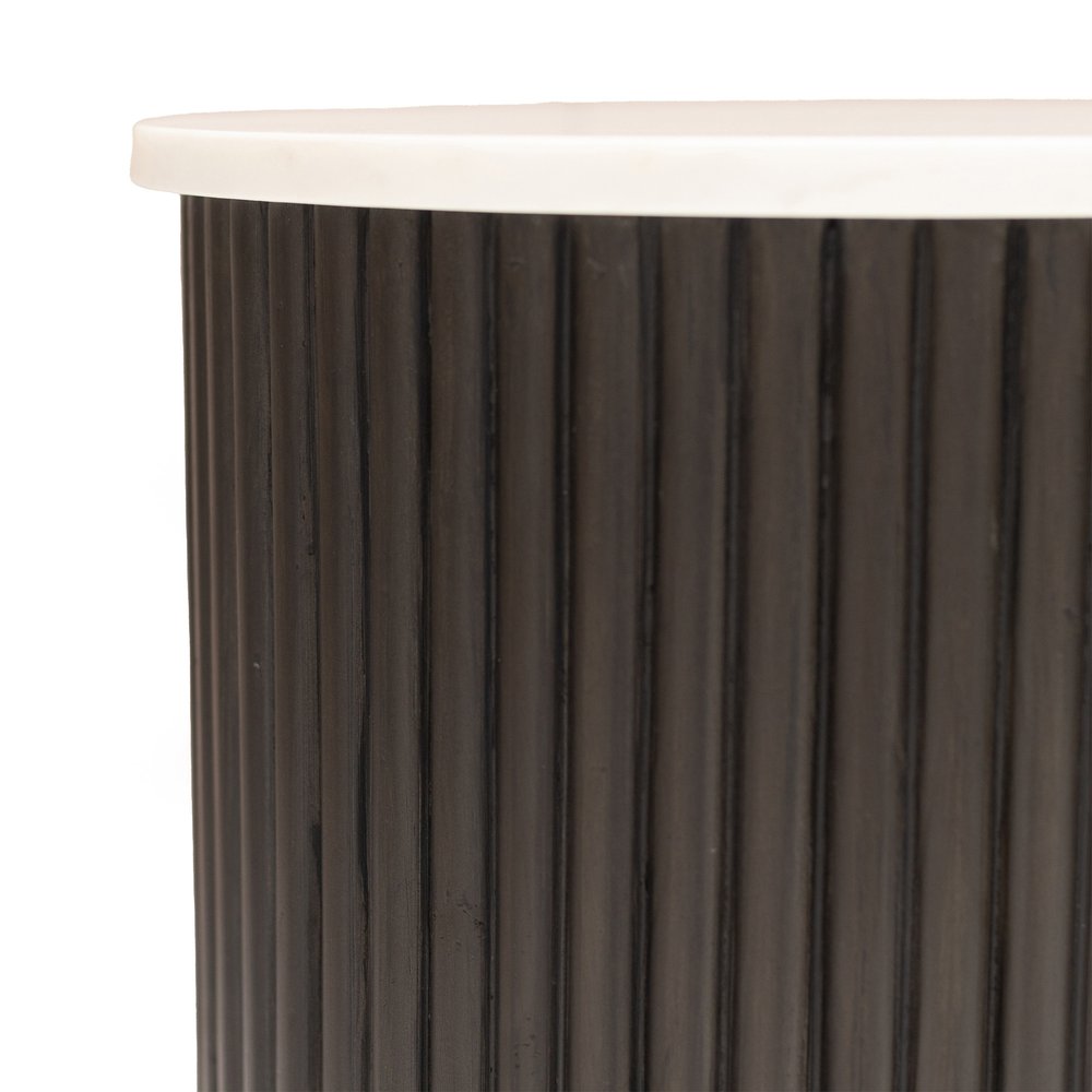 25" Black And White Solid Wood End Table