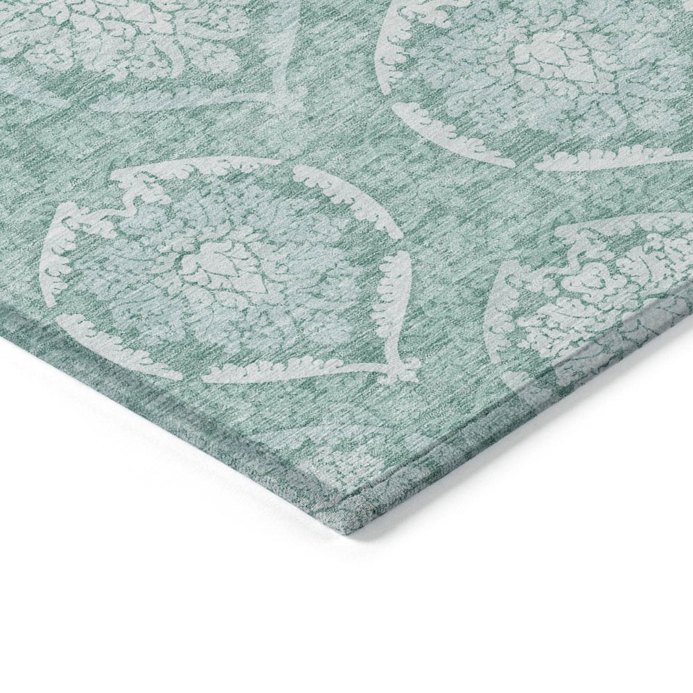 9' X 12' Turquoise Teal Blue And Ivory Medallion Washable Indoor Outdoor Area Rug