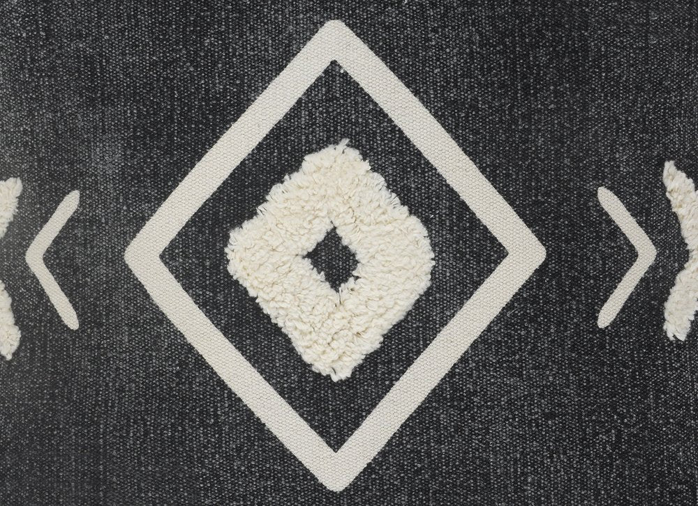 Set of Two 20" Black And White Geometric Cotton Throw Pillows with Texture