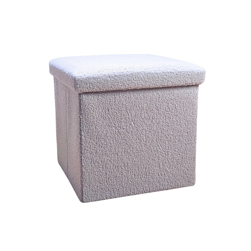 15" Black Boucle Cube Storage Ottoman