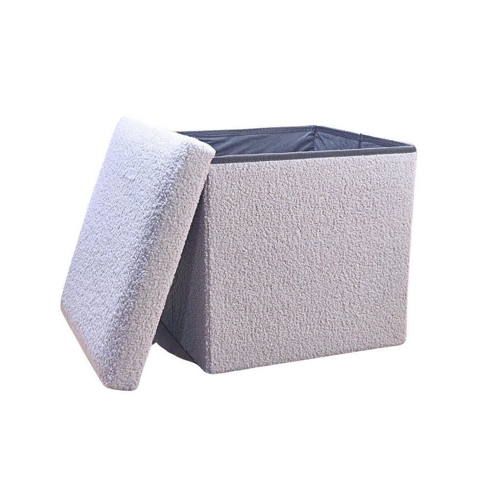 15" Black Boucle Cube Storage Ottoman