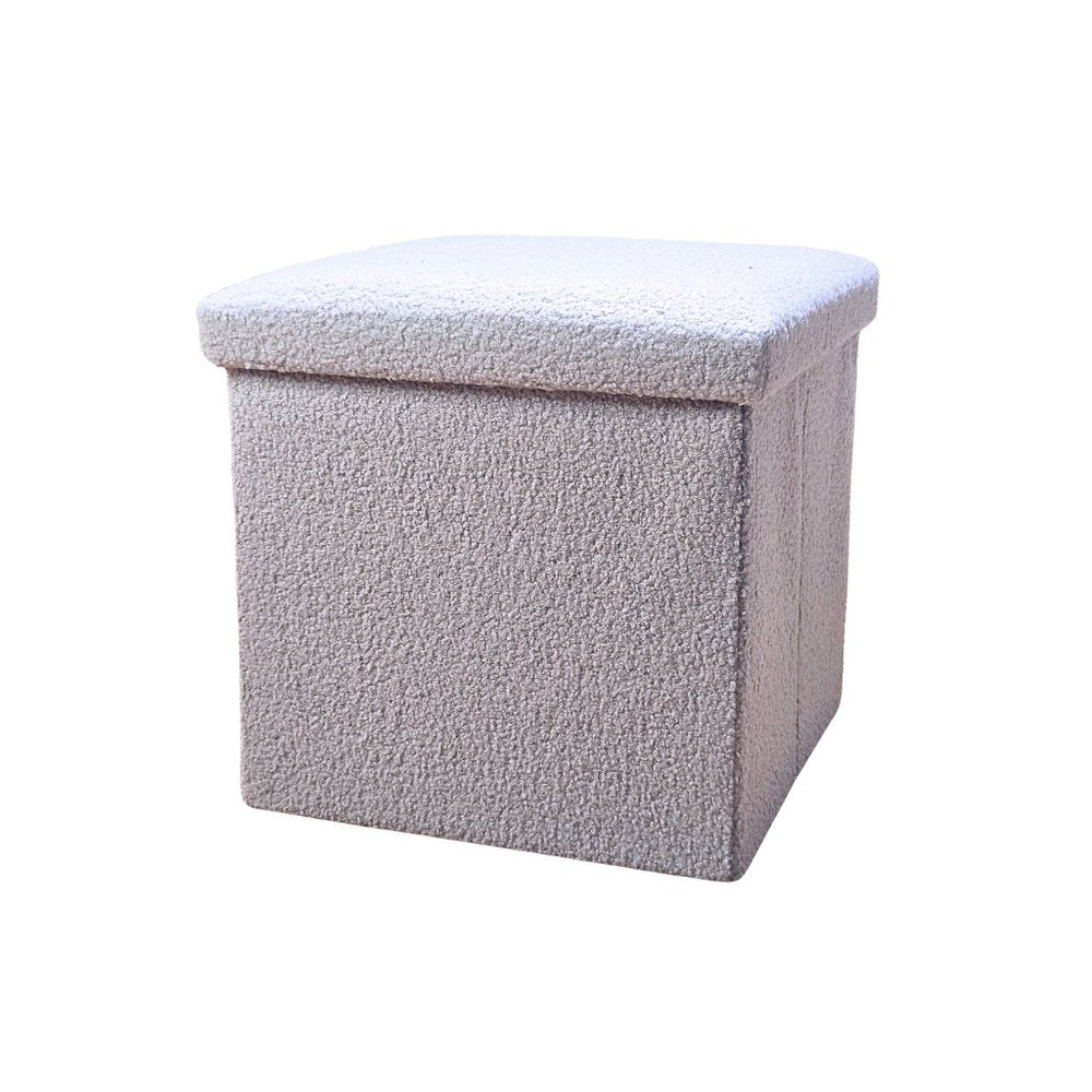 15" Black Boucle Cube Storage Ottoman