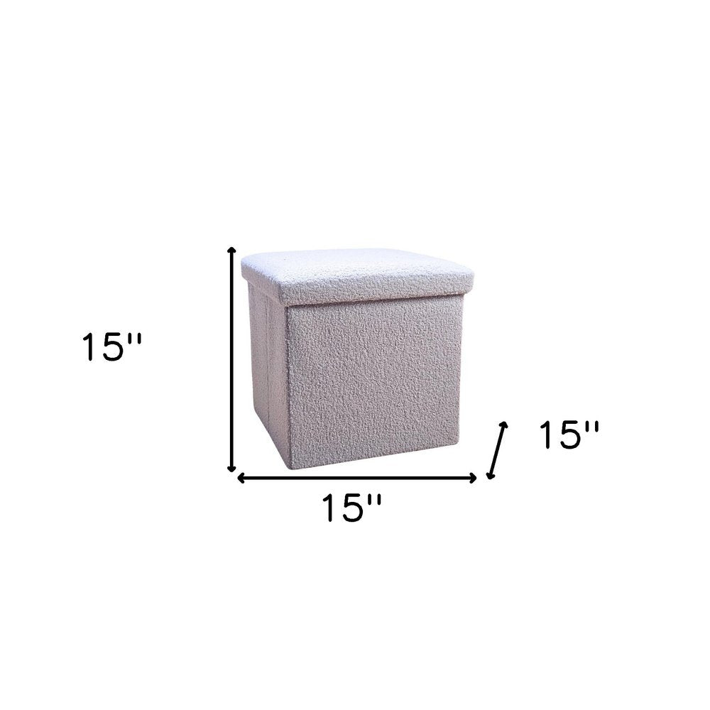 15" Black Boucle Cube Storage Ottoman