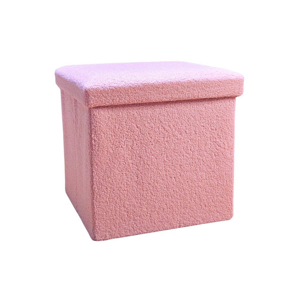 15" Black Boucle Cube Storage Ottoman