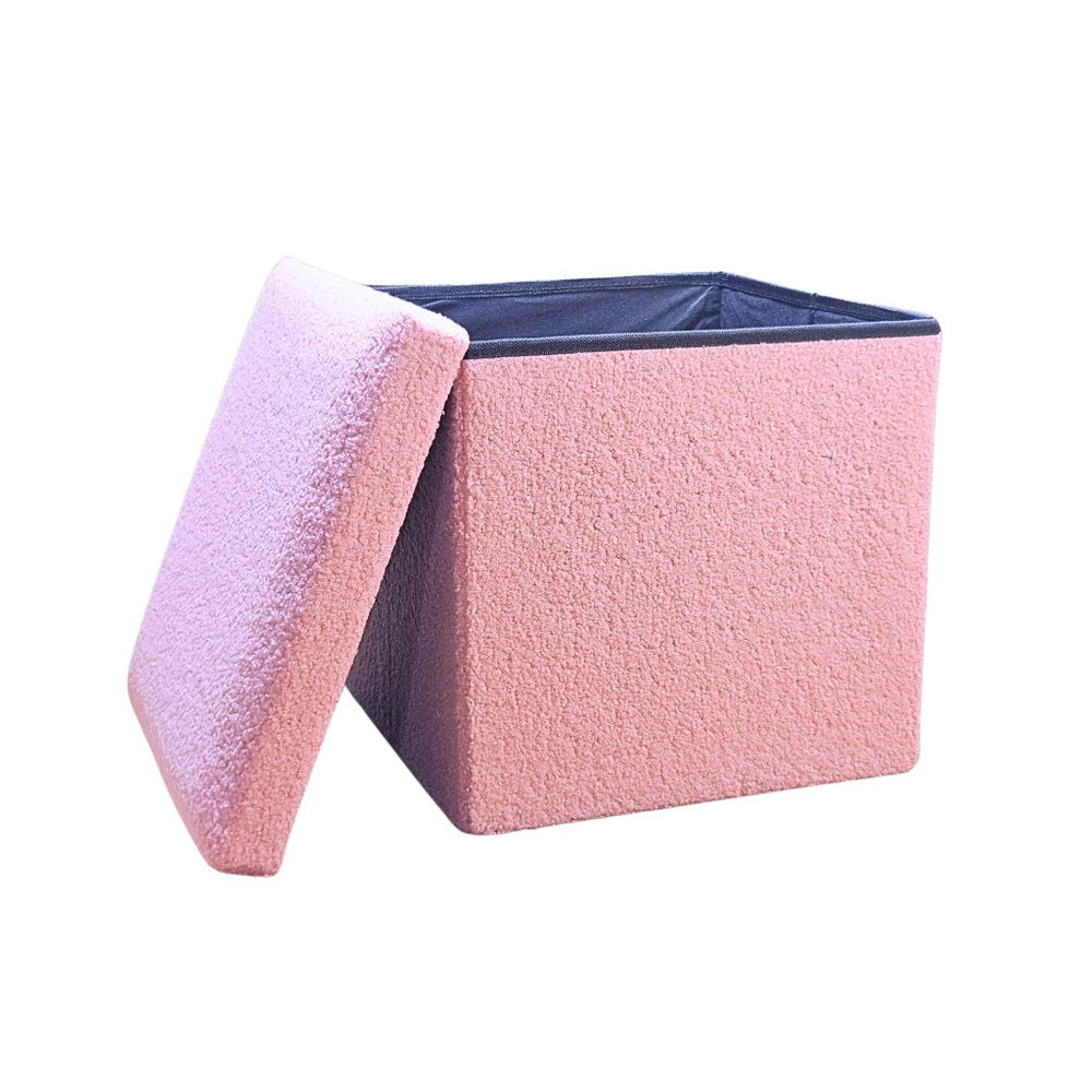 15" Black Boucle Cube Storage Ottoman