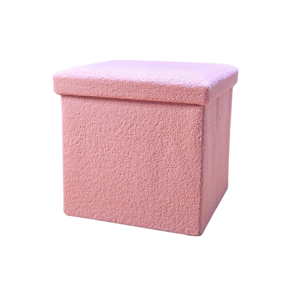 15" Black Boucle Cube Storage Ottoman