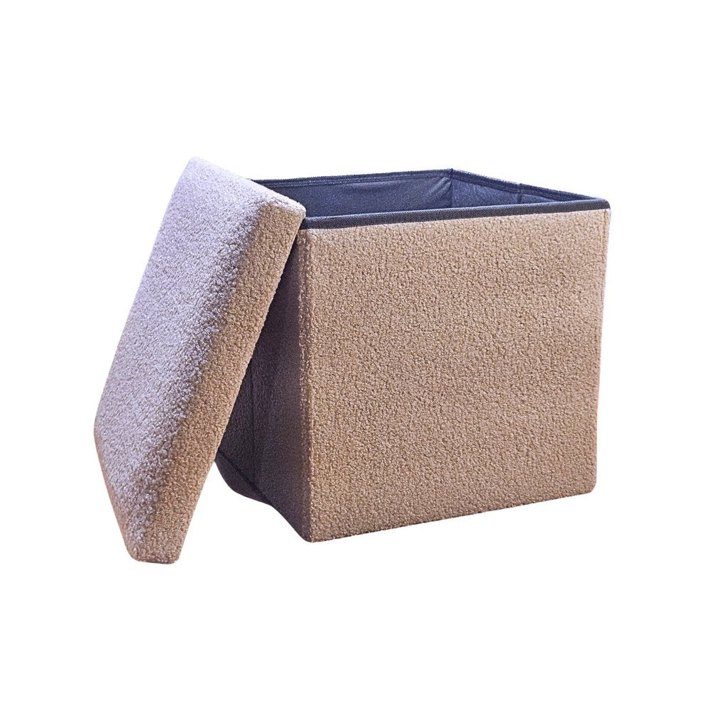 15" Black Boucle Cube Storage Ottoman