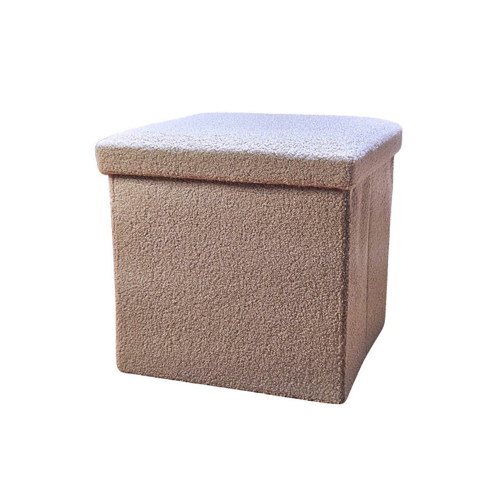 15" Black Boucle Cube Storage Ottoman